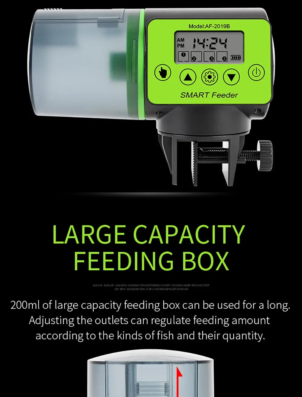 Smart Automatic Fish Feeder with Digital Timer, Electric Food Dispenser for Aquarium Tank, Easy Fill for Vacation & Holiday Feed