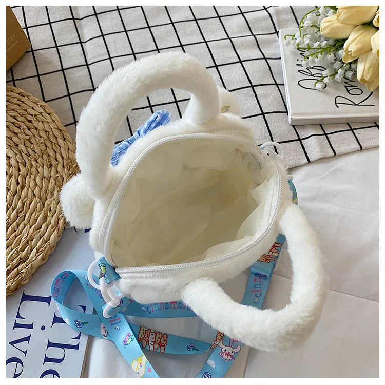 Sanrio Plush Bag Kawaii Kuromi Cinnamoroll Melody Cartoon Anime Handbag Crossbody Cosmetic Travel Storage Bags Women Girls Gifts