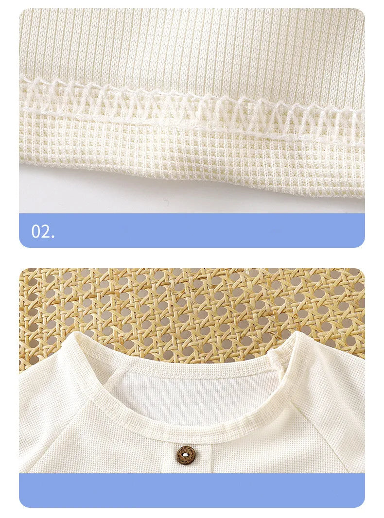 Baby Boys Waffles Clothes Sets Kids Solid Shirt +Shorts 2PCS Suit Toddler Costume Summer Children's Clothing Casual