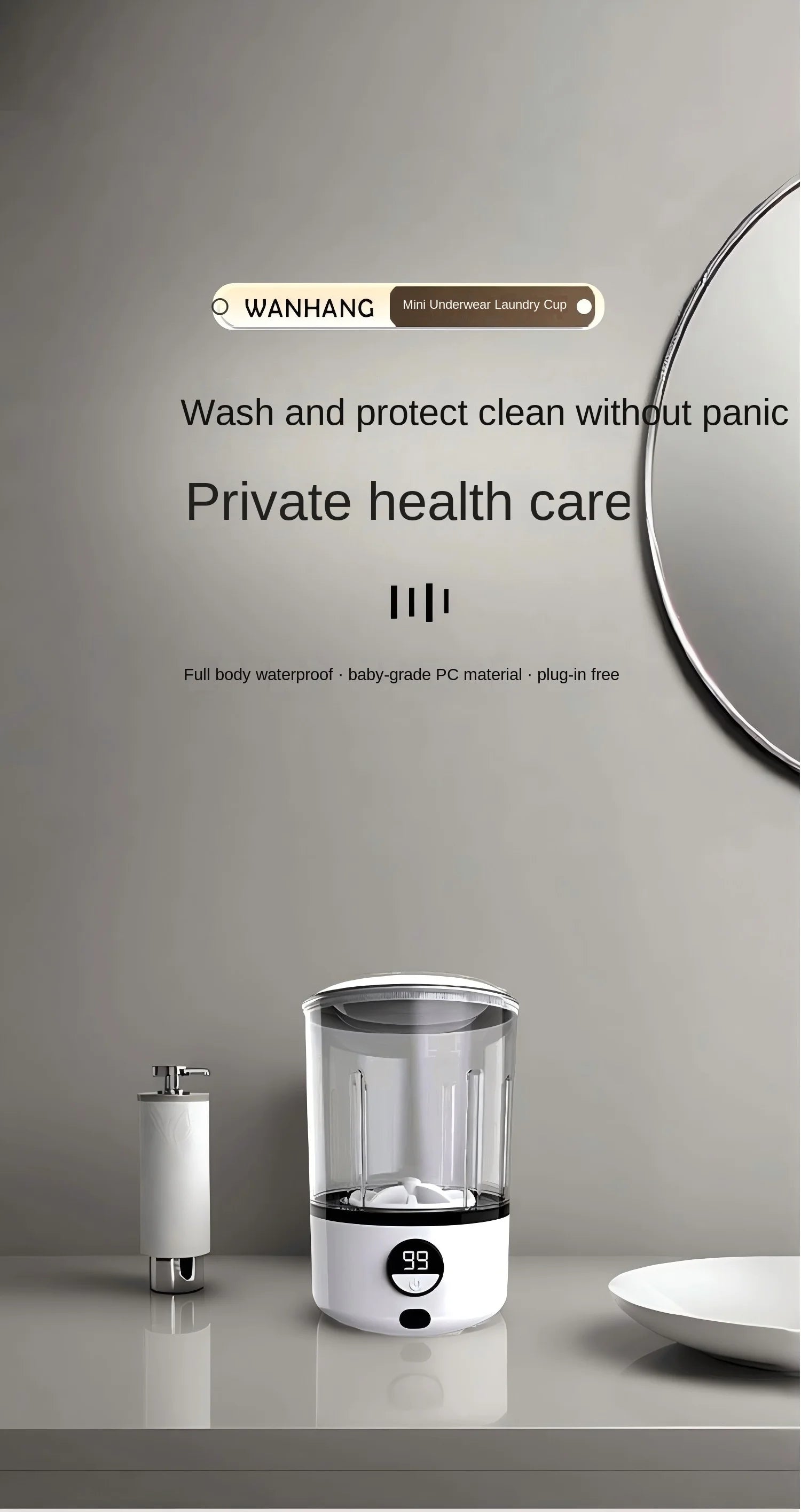 A White 2L Mini Washing Machine, 2000Mah, Fully Automatic Portable Turbine Led Washing Cup and Compact for Children's Clothing, Underwear, and Socks