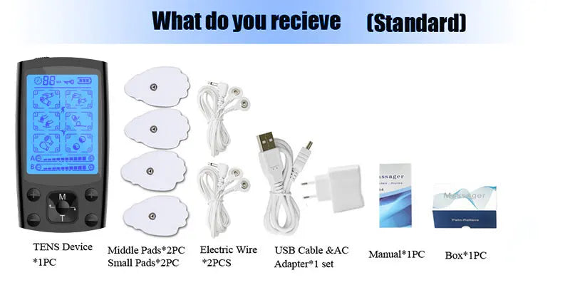 Electric TENS Muscle Stimulator Dual Channel EMS Electric Massager 24 Modes For Full Body Massage Muscle Pain Relief Relaxation