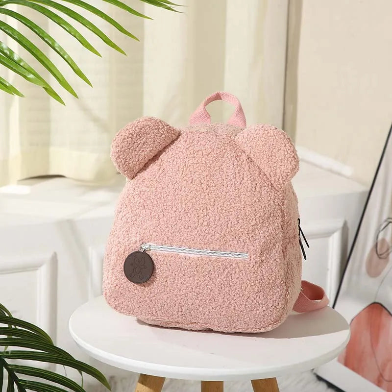 Cute Bear Ear Plush Backpack for Kids Adult Lamb Fleece Shoulder Bag High-capacity Korean Parent-Child Bags Boys Girls Backpacks