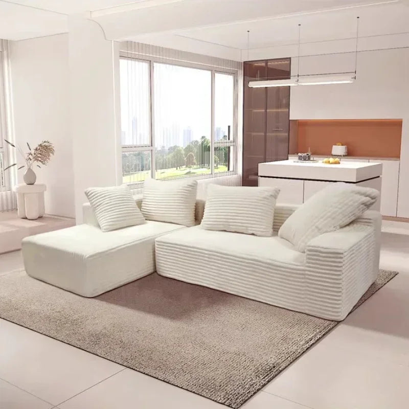 Vacuum Compression Sofa, Nordic Splicing Combination Sofa Bed, Beige/beige Cashmere and Rabbit Fur Are Optional, Customizable