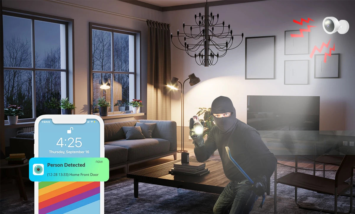 1080P WiFi Camera IP Surveillance Camera Security Baby Monitor 2MP CCTV Audio Video Color Night Vision AI Detect iCSee Mini Cam