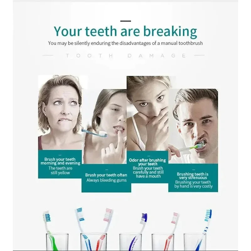 New Design Electric Sonic Toothbrush Soft Bristle 6 Cleaning modes LED Display IPX7 Waterproof USB Fast Charging Oral Care Tool