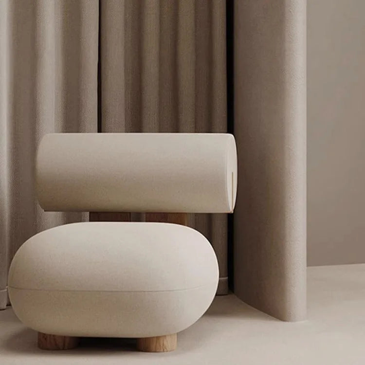 Homestaybalcony Lamb Velvet Single Sofa in The Ancient Style Leisure Back Sofa Chairs Cream Style Solid Wood Sofa Chair