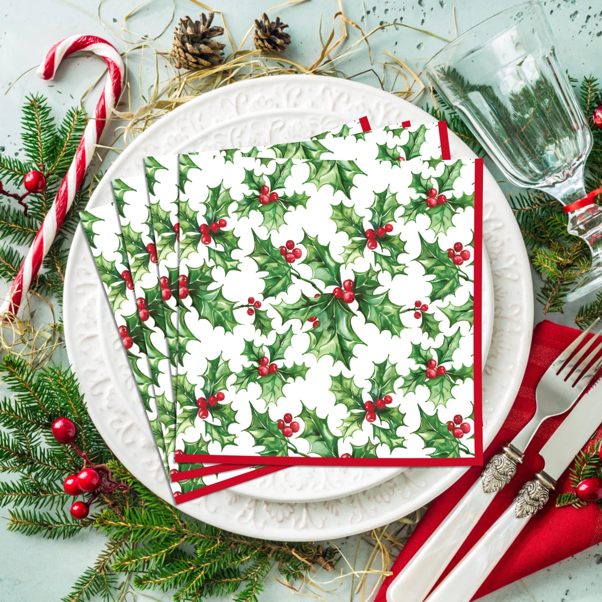 20pcs Plants Pattern Guest Napkins Disposable Paper Dinner Napkin Bathroom Hand Towels Christmas Birthday Party Decor