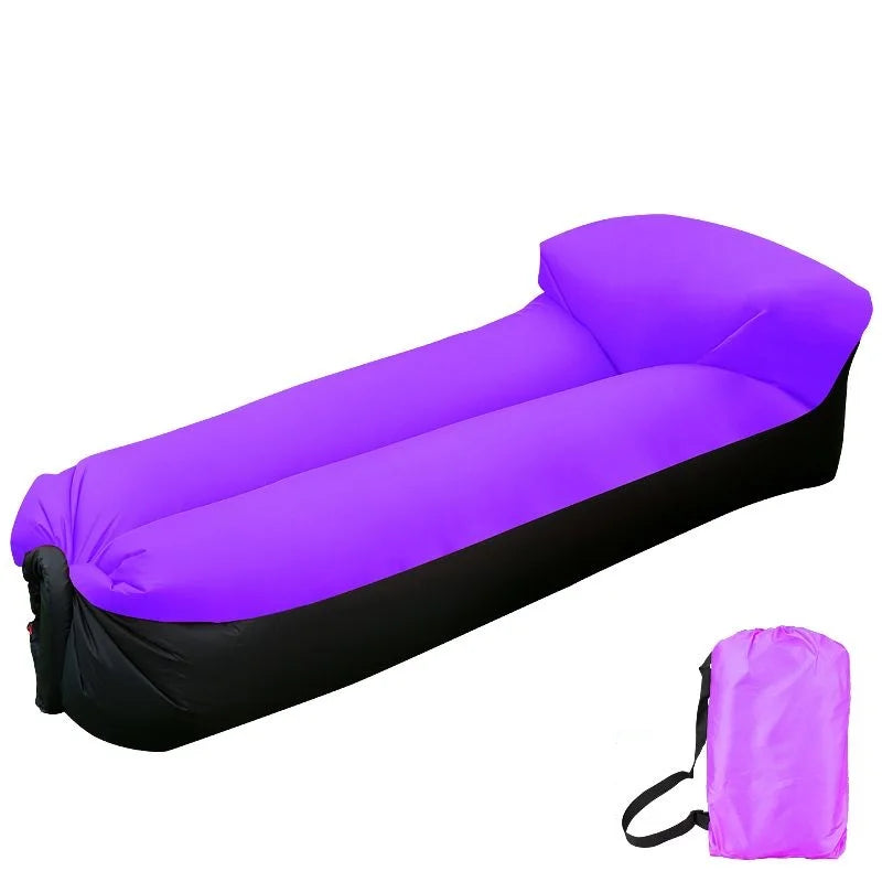 Outdoor Lazy Non Inflatable Sofa Folding Portable Air Cushion Bed Picnic Camping Yellow White Air Bed