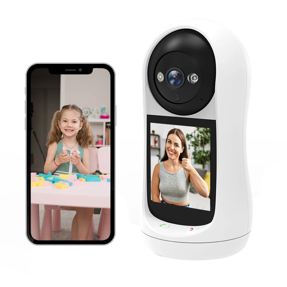 4MP 2K PTZ Wifi Camera Video Call with 2.8 Inch IPS Screen Baby Cry Sound Detection Security IP Camera 3MP Baby Monitor iCSee