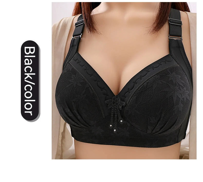 New Lace Printed Oversized Pregnant Women's Breastfeeding Underwear Comfortable Without Steel Ring Gathering Anti Sagging Bra