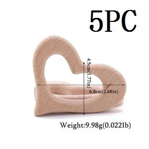 Let's Make 5pcs Wholesale Wooden Teether Rodent Pacifier Pendant Wooden Toys DIY Baby Necklace Gift BPA Free Beech Hedgehog Bird