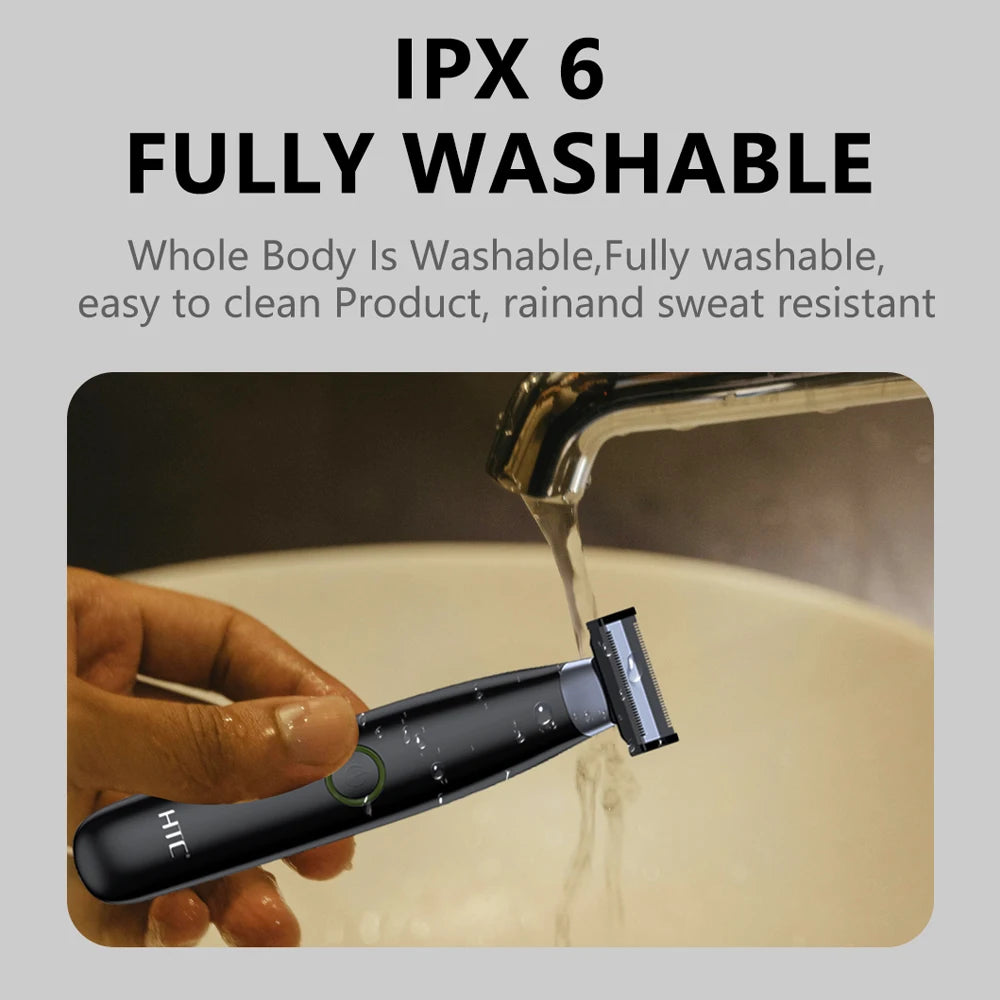 HTC Electric Shaver One Blade USB Rechargeable Electric Beard Trimmer Washable Safety Face Razor Shaving Machine for Men