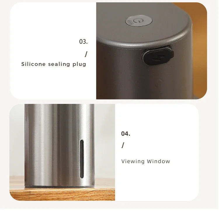 480ml Kitchen Soap Dispenser Automatic Sensor Hand Sanitizer Machine Intelligent Electric Body Wash Soap Dispenser 304 Stainless Steel