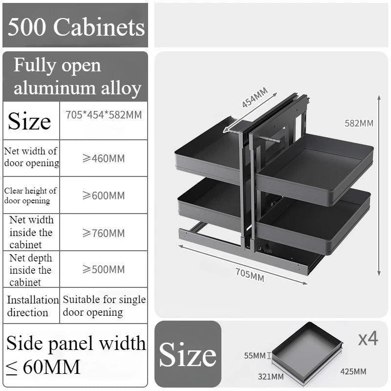 Sliding Kitchen Cabinet Storage Metal Cabinets Organizers Large Removable Spice Drawer Household Narrow Auxiliary Furniture