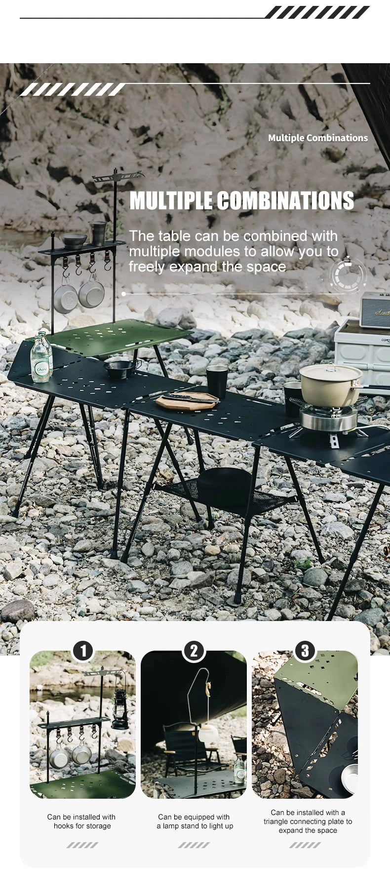 WESTTUNE Outdoor IGT Tactical Table Lightweight Multifunctional Folding Aluminum Alloy Camping Picnic Table with Adjustable Legs