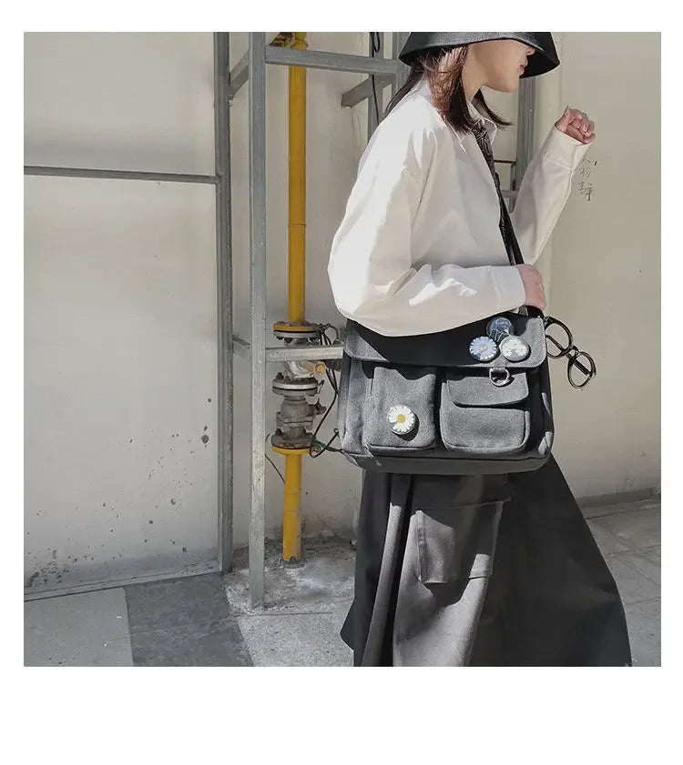 Ladies' Cute and Versatile Canvas Youth Fashion Shoulder Bag Student Large Capacity Crossbody Bag