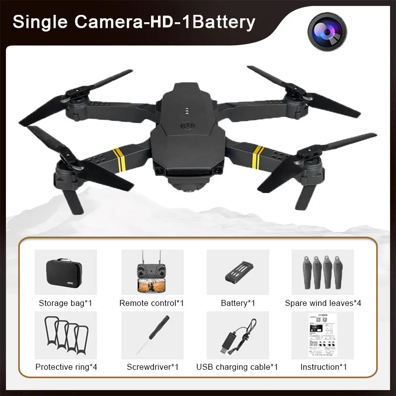 KBDFA NEW E58 Mini Drone WiFi FPV Altitude Hold Foldable Quadcopter with Battery 1080P 4K HD Camera RC Helicopter Toys Dron Gift