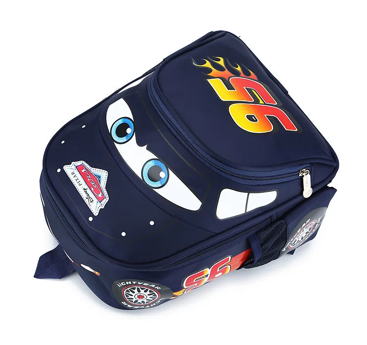 Disney  Cars Lightning McQueen 95 Flame Backpack for  child Water Resistant School Bag Adjustable Strap Multi-Color Cartoon Gift