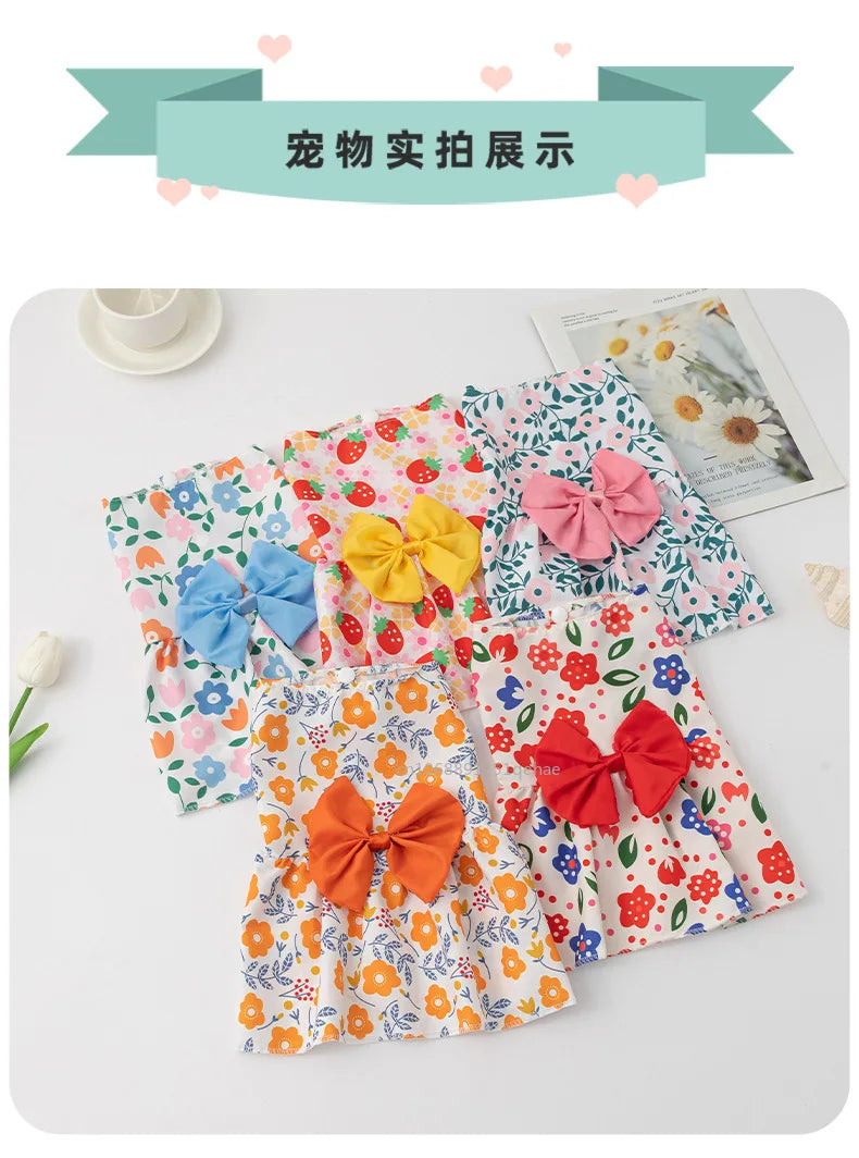 Small Dog Flower Princess Dress Kitty Teddy New Pet Clothes Cute Dog Skirt Summer Thin Pet Accessories Chihuahua Apparel