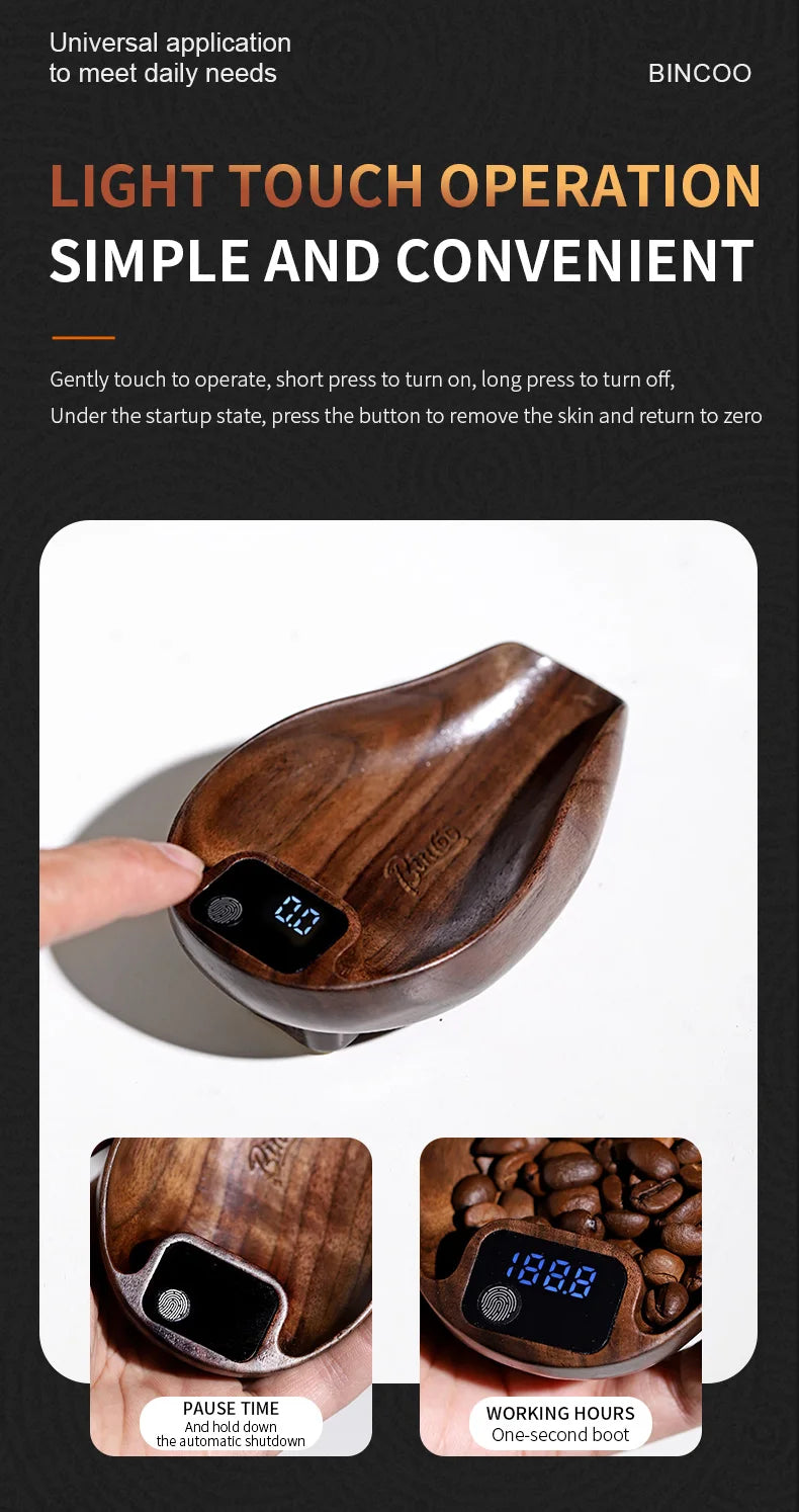 Bincoo Intelligent Electronic Scale Kitchen Scale Professional Coffee Scale Portable Bean Tray Precise Weight Rechargeable