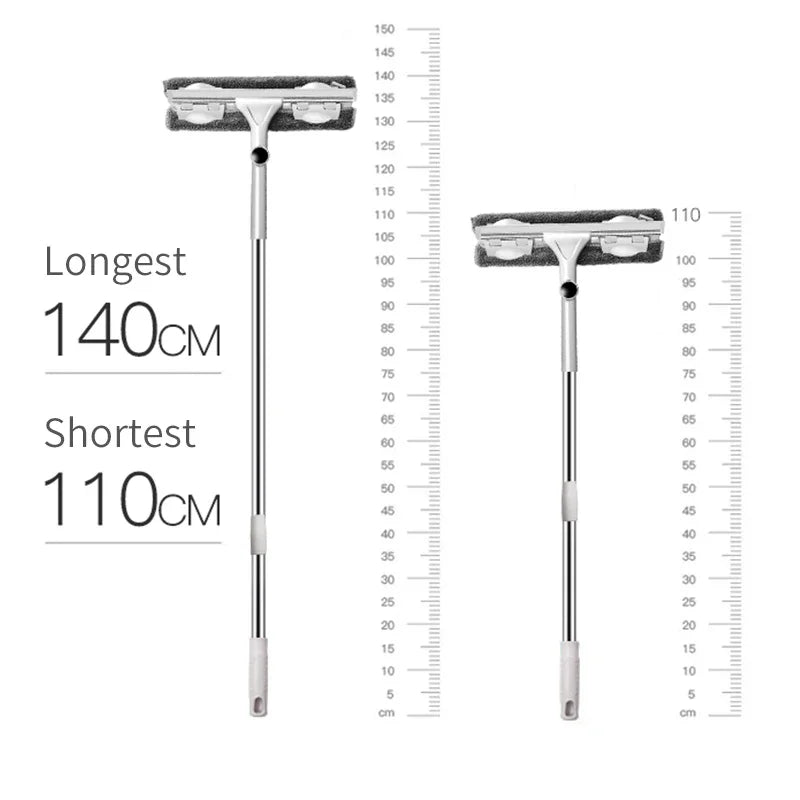 Household Telescopic Window Cleaning Tool with Long Handle Brush Glass Washer Mop for Efficient Indoor Window Cleaner