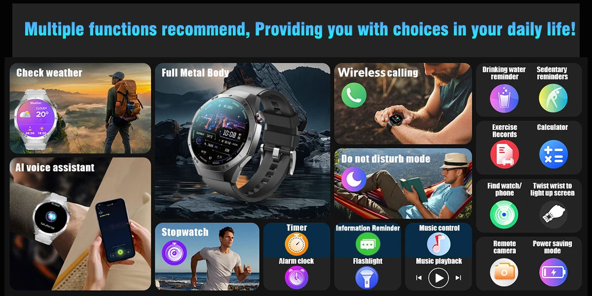 2025 New GUHUAVMI GT5 Pro Smart Watch Men HD AMOLED Screen GPS Motion trajectory HeartRate Bluetooth Call 1.52" SmartWatch IP68