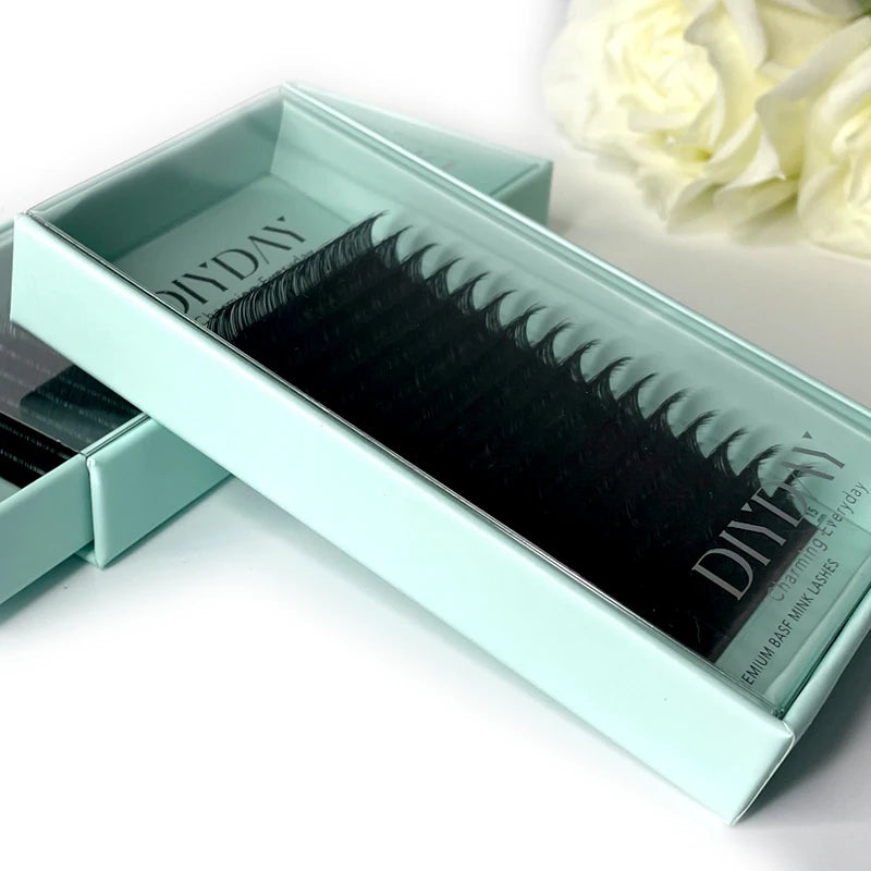 DIYDAY 16Rows Mink Lashes Individual Natural False Eyelashes B C CC D DD Curl Eyelash Extension Supplies for Makeup