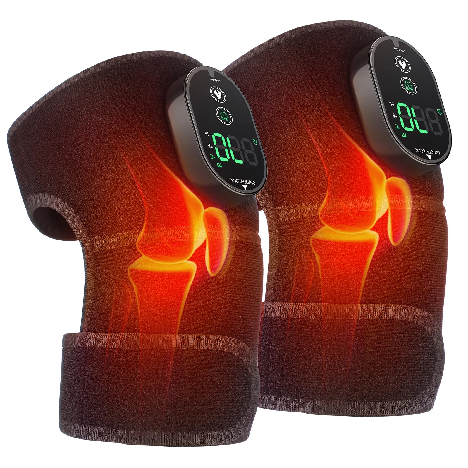 Wireless Heated Knee Massager Pads Brace Shoulder Elbow Support Muscle Wrap 6 Levels Hot Compress Reduce Stress Joint Health