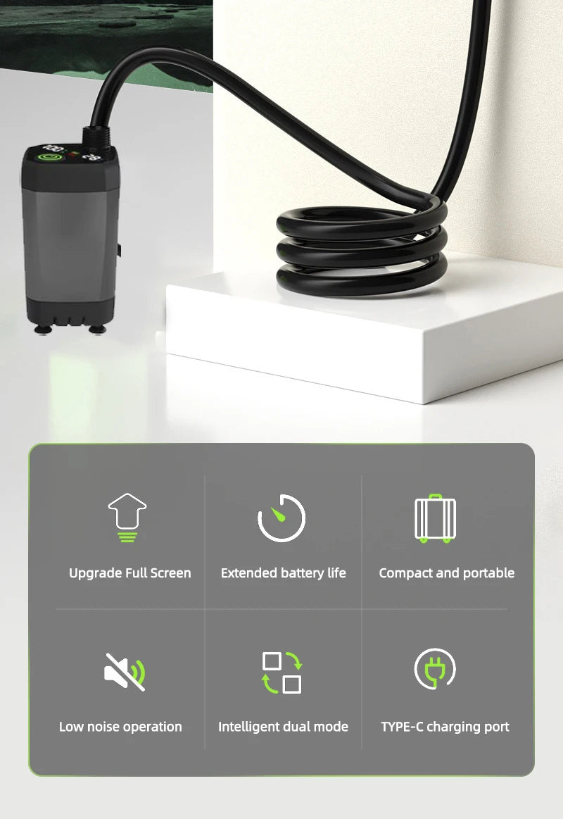 Portable camping shower equipment, 6000mAh rechargeable, LED display screen, outdoor simple electric mobile shower set