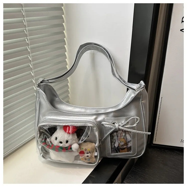 Y2k Harajuku Shoulder Bag Women Korean Transparent Ita Bag School Crossbody Bag Female Japanese Designer Preppy Handbag Purse