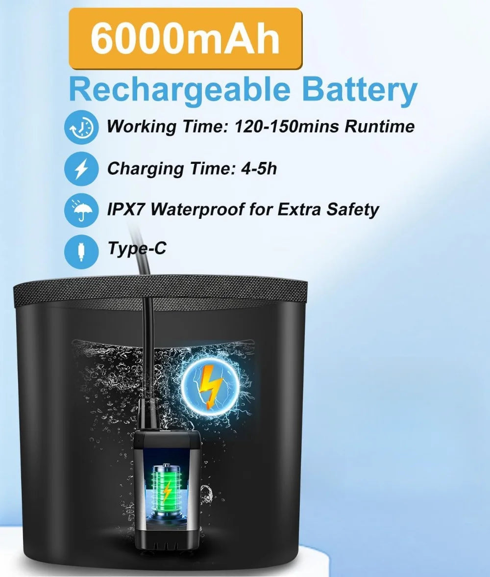 Portable camping shower equipment, 6000mAh rechargeable, LED display screen, outdoor simple electric mobile shower set