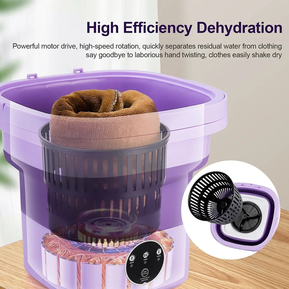 6.5L Small Folding Washing Machine Portable Washing Machine Automatic Modes Laundry Clothes Laundry Bucket Washing Machine