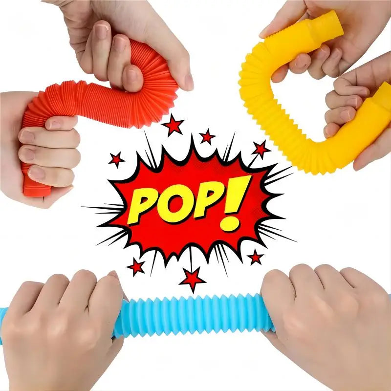 10Pcs Large Pop Tubes Fidget Toys Sensory Toy For Stress Anxiety Relief For Children Adults Learning Toys Toddlers Stretch Tubes