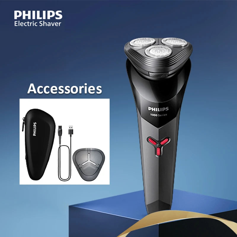 Philips New S1113 Electric Shaver Men Fast Shaving Beard Trimmer USB Charging IPX7 Ergonomic Design Triple Floating Head Razor