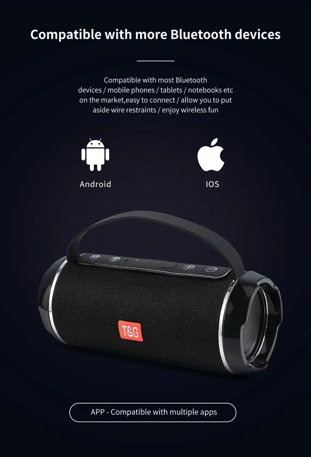 T&G TG116C Bluetooth Speakers Wireless Powerful Portable Speakers Box Outdoor Speaker Subwoofer Music Center Boom Box With Radio