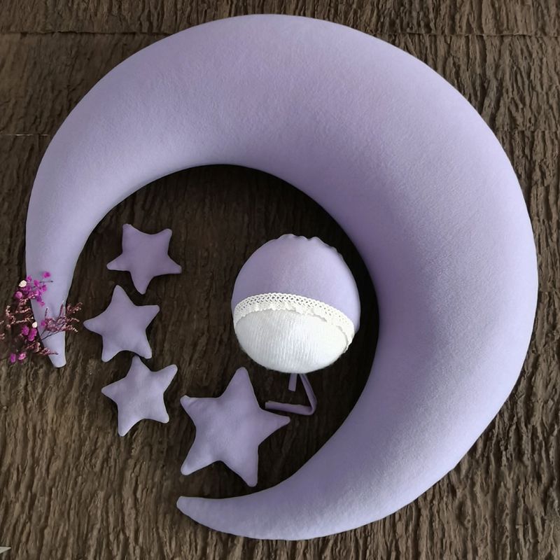 ❤️Newborn Photography Props Accessories Posing Crescent Pillow+Stars+Hat 6Pcs/Set Studio Baby Photo Decoration Moon Fotografia