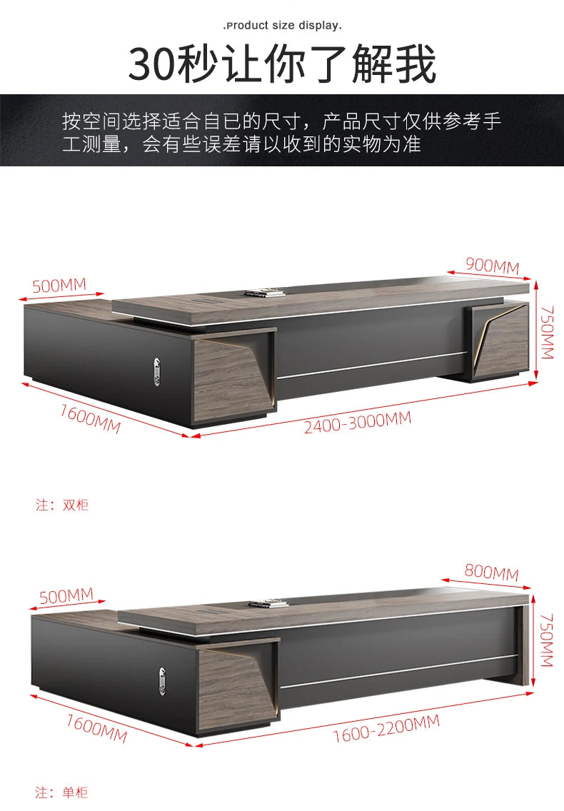 Light Luxury Vintage Office Desk Organizer L Shaped Mid Century Dark Wood Computer Desks Work Art Bureau Meuble Office Furniture