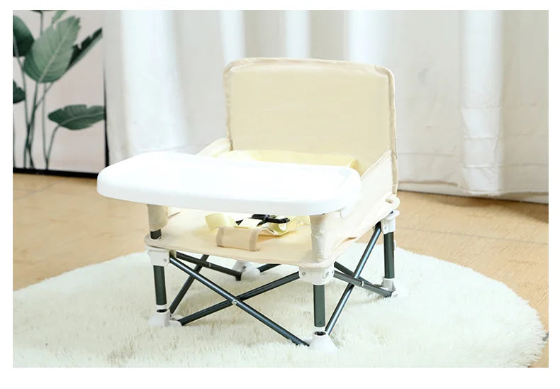 Baby Foldable Portable Dining Chair With Plate Seat Belt Children's Beach Chair Camping Child Comfortable Feeding Seat Baby