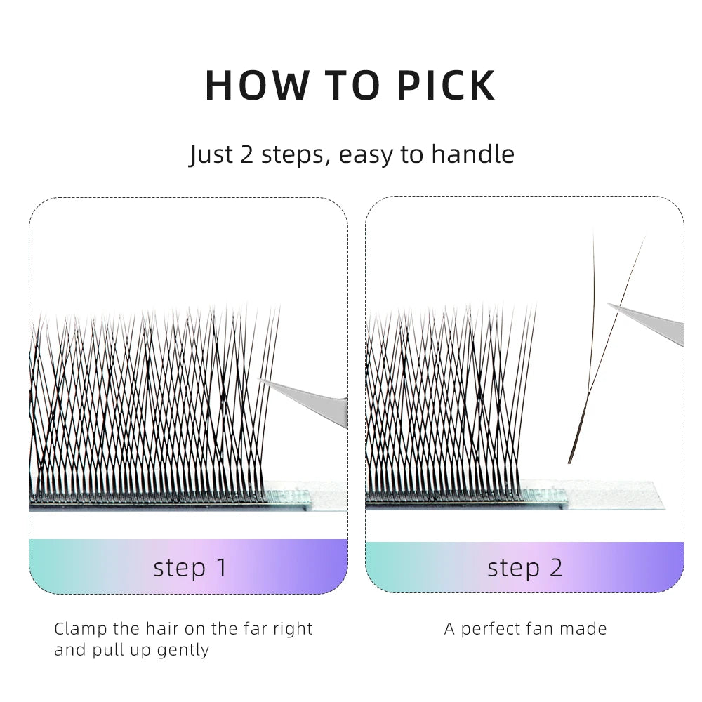 Yelix New 2D Volume Lashes Dark Brown Ultra-thin Y Lash Extension Lightweight Premade Fans Eyelash Extensions Single Tip 2D Y