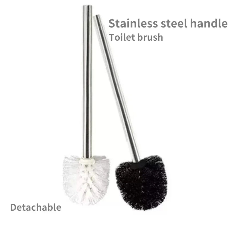 Stainless Steel Handle Japanese Minimalist Toilet Brush 1/2pcs Premium Brush Head Special Bathroom Cleaning Tool