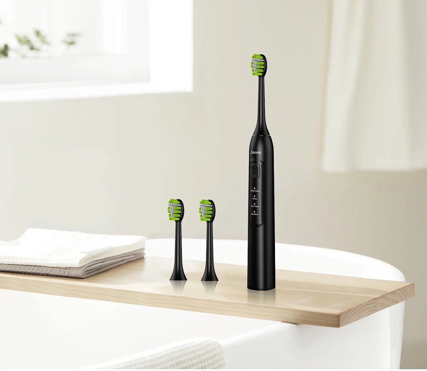 Jeenk JK-Y05 Sonic Electric Toothbrush 4 Modes USB Charger with 6 Replacement Heads Smart Timer Waterproof Soft Bristles Adult