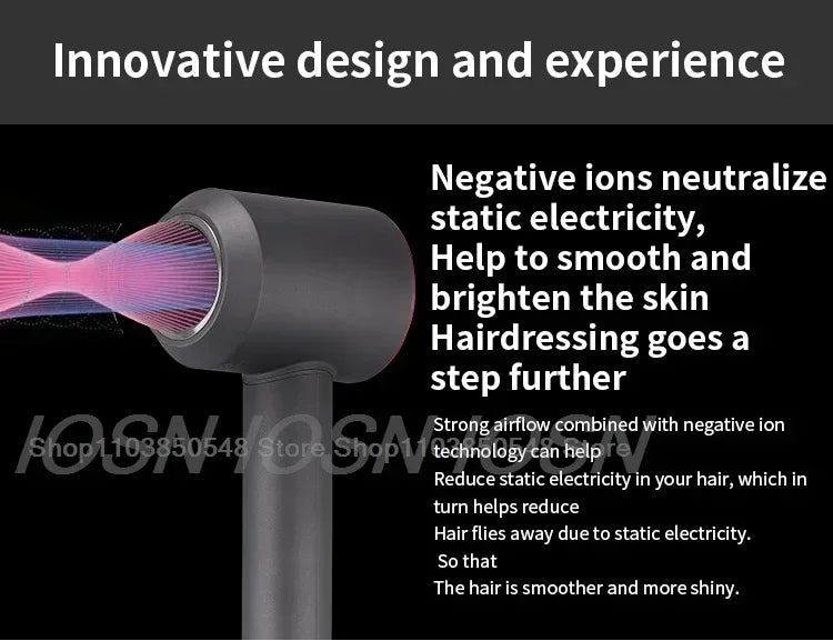 Professional Leafless Hair Dryer, High-Speed Negative Ion 110,000 Rpm, Professional Hair Care, 62M/S Wind, 1600W, Quick Drying