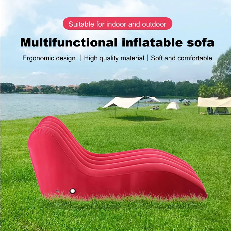 Outdoor Camping Folding Air Chair - Reclining Massage Chair | Indoor Double Inflatable Sofa Bed with Electric Pump