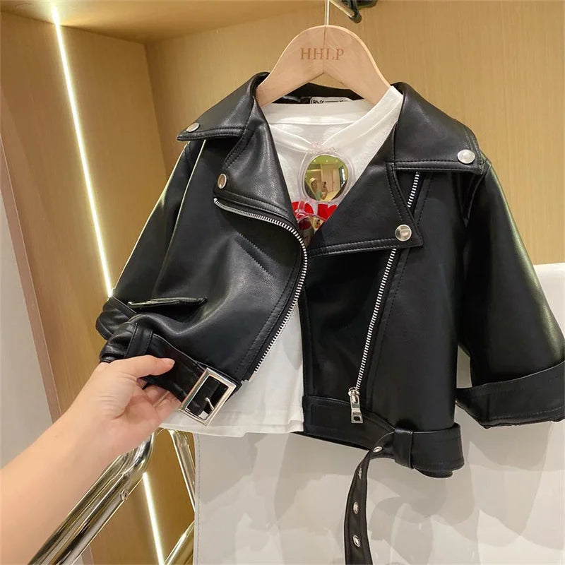 Boys Handsome Leather Jackets Kids 2-8 Years New Classics Spring Autumn Coats Baby Children Pu Outerwear Kids Zipper Fly Clothes