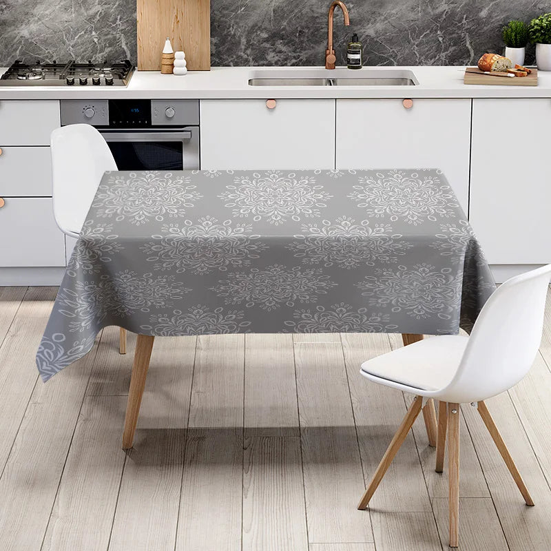 Modern Floral Printed Rectangular Tablecloths for Dining Room Decor Easy Care Polyester Fabric with Multiple Size Options Availa