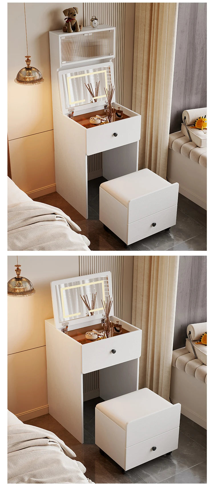 Multifunctional Narrow Nightstands With Drawers Storage Vintage Mid Century Nightstands Classic Elegant Criado Mudo Furniture