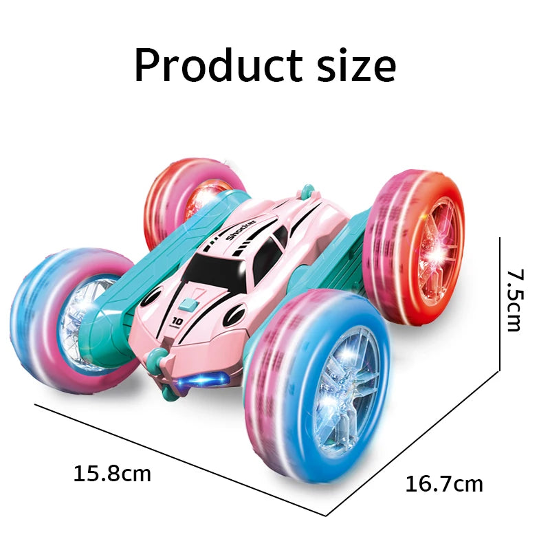 2.4G RC Stunt Car Children Double Sided Flip Remote Control Car 360 Degree Rotation Off Road Rc Drift Cars For Pink Girls Toys