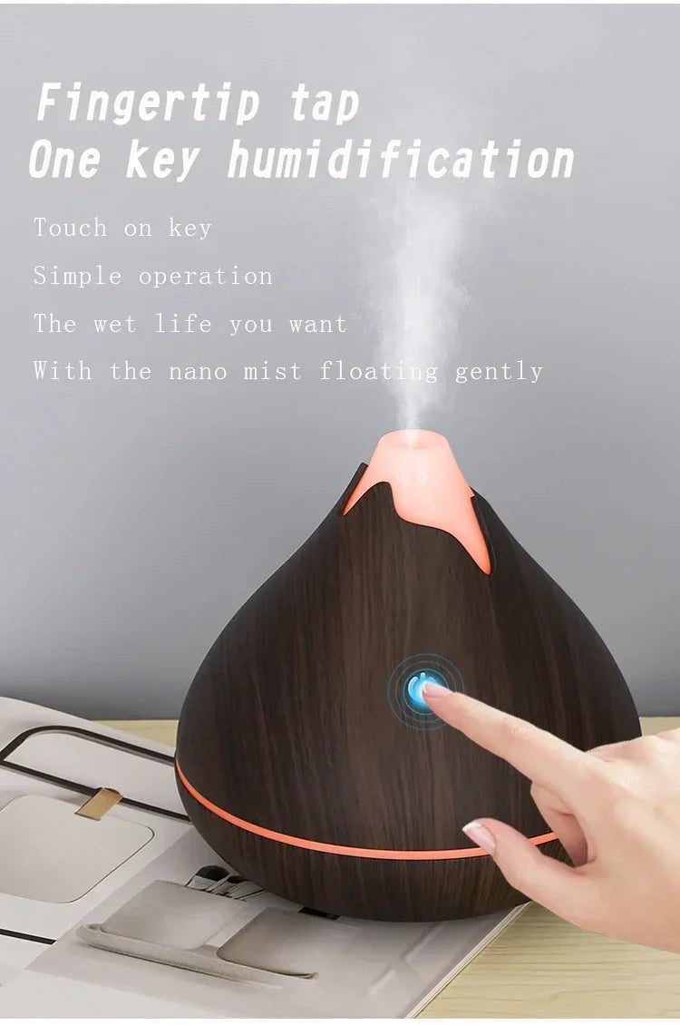 350ML Aromatherapy Essential Oil Diffuser Wood Grain Remote Control Ultrasonic Air Humidifier Cool with 7 Color LED Light