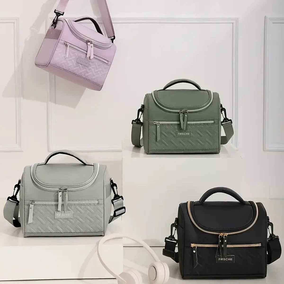 Large Insulated Lunch Bag Cooler Hand washable durable polyester lunch box with padded shoulder strap for work, school, picnics