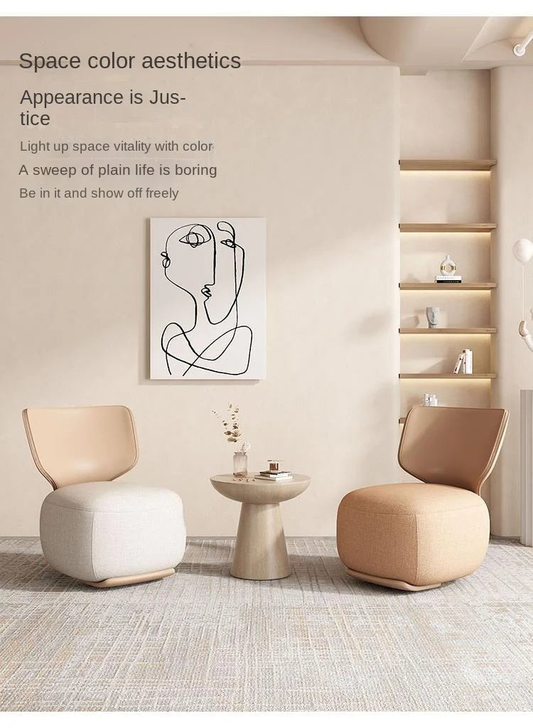 Log Light Luxury First Class Cabin Lounge Sofa Chair Nordic Living Room  Fabric Low Stool Balcony Leisure Armchair 2023 New